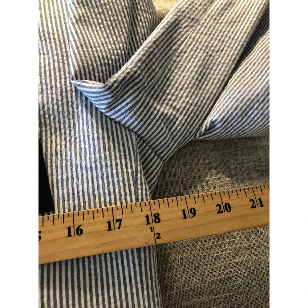 Nautica Blazer 38R Blue Stripe Cotton Seersucker Stretch Suit Coat Jacket w Tags